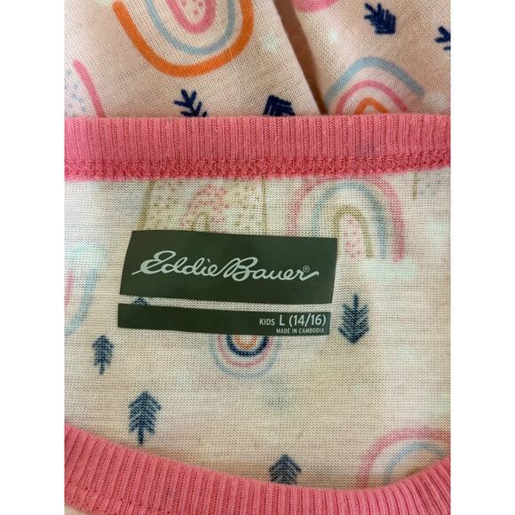 Eddie Bauer Sleep Top Girls Large Pink Sleepwear Pajama Rainbow Arrow Lounge - Picture 6 of 8